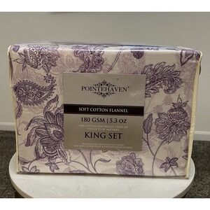 King Sheet Set 100% Cotton Flannel Bed Sheets Floral Paisley Deep Pocket